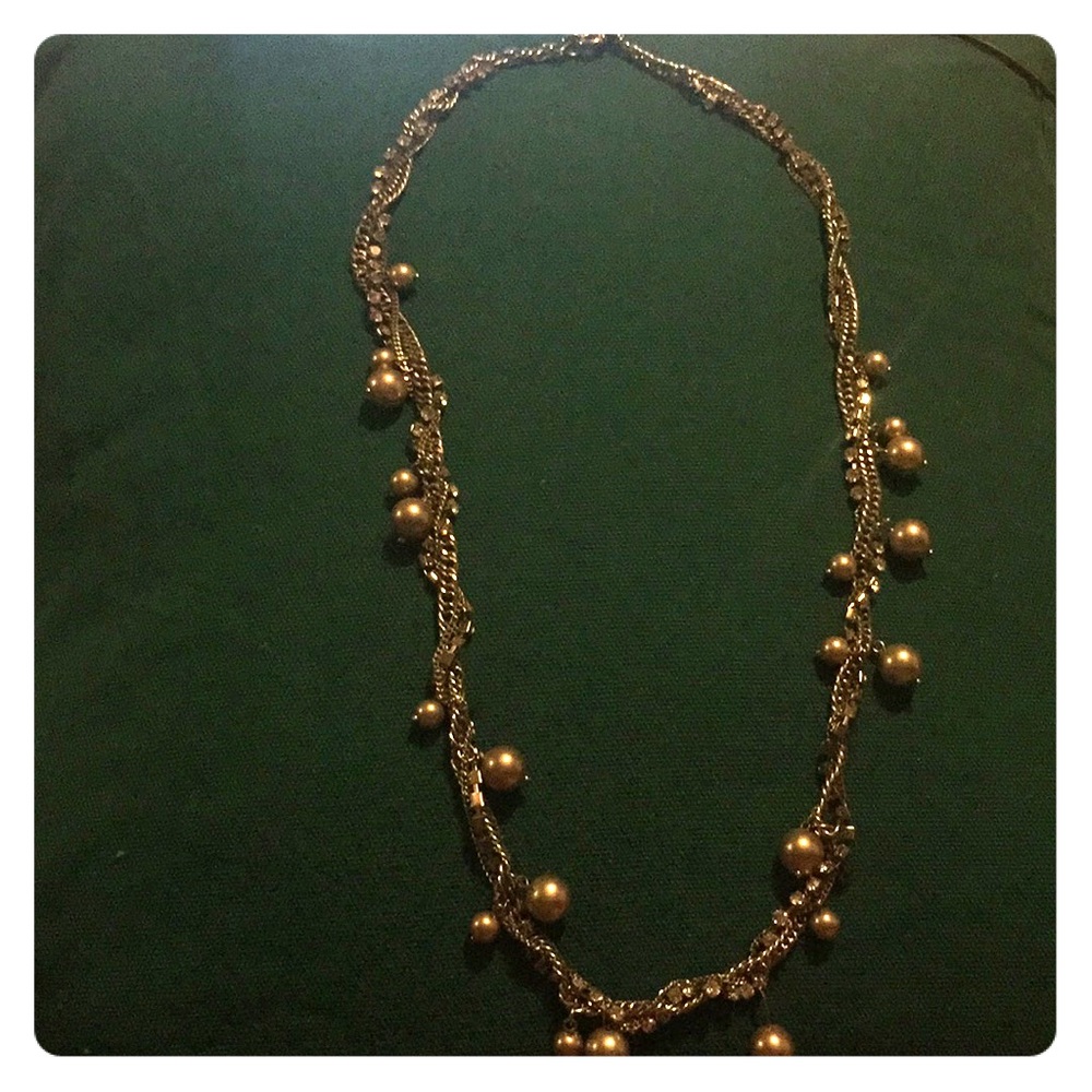 Jcrew Necklace gunmetal and pearl
